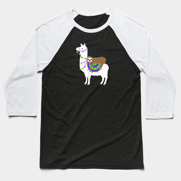 Lucky Llama and Sloth Baseball T-Shirt by Sandy Mitsuko Art